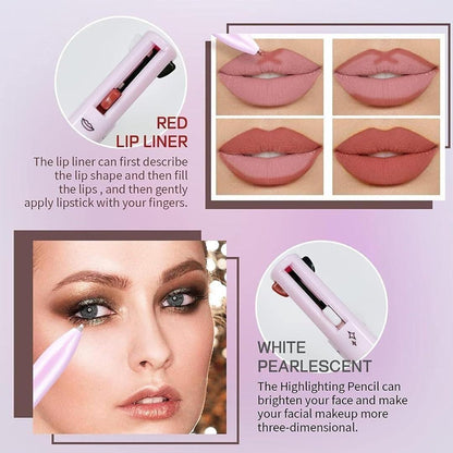 4-in-1 Makeup Touch-Up Pen – Lip Liner, Eyeliner, Eyebrow & Highlighter | Smudge-Proof & Travel Friendly | mydeal99
