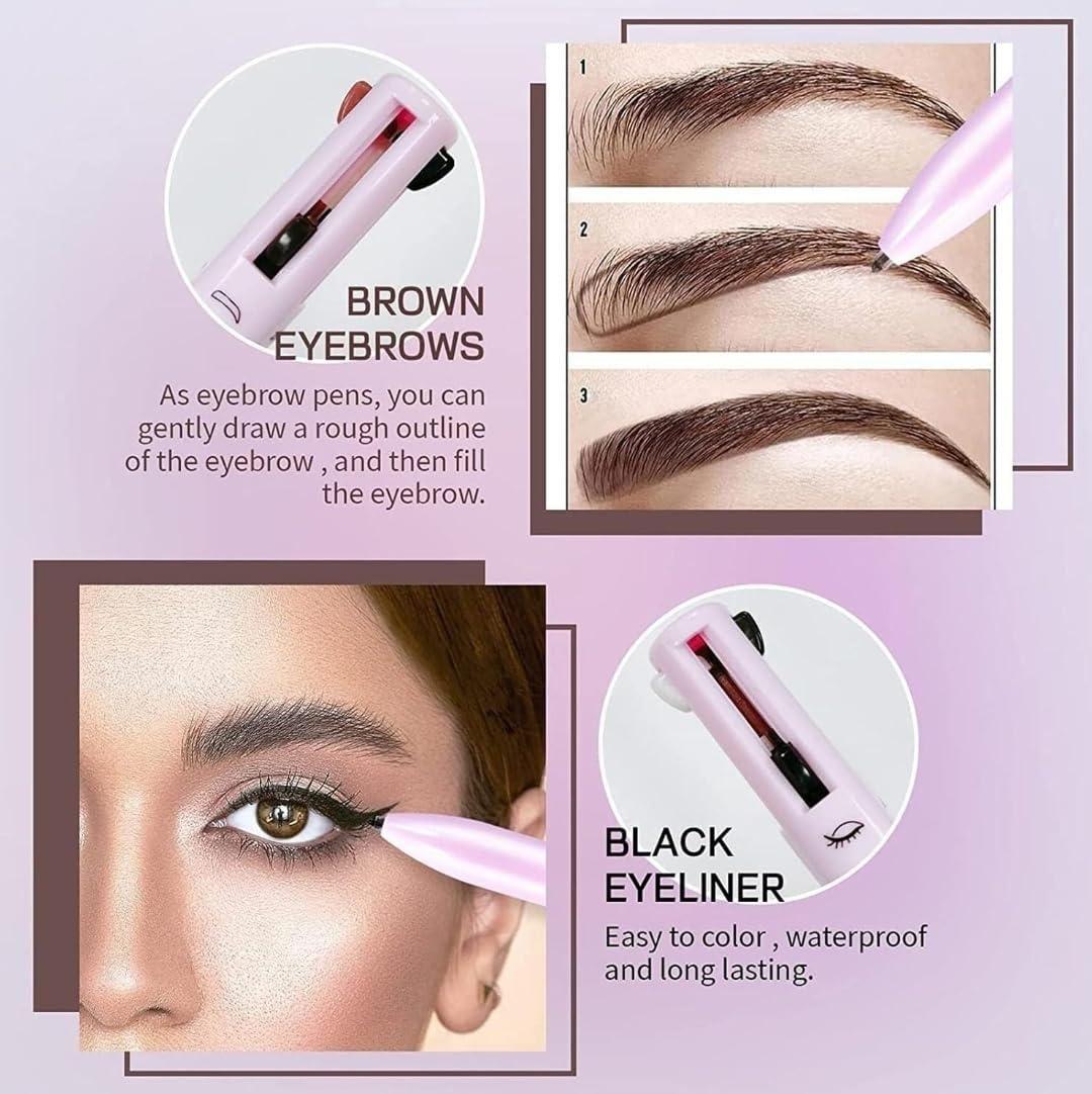 4-in-1 Makeup Touch-Up Pen – Lip Liner, Eyeliner, Eyebrow & Highlighter | Smudge-Proof & Travel Friendly | mydeal99