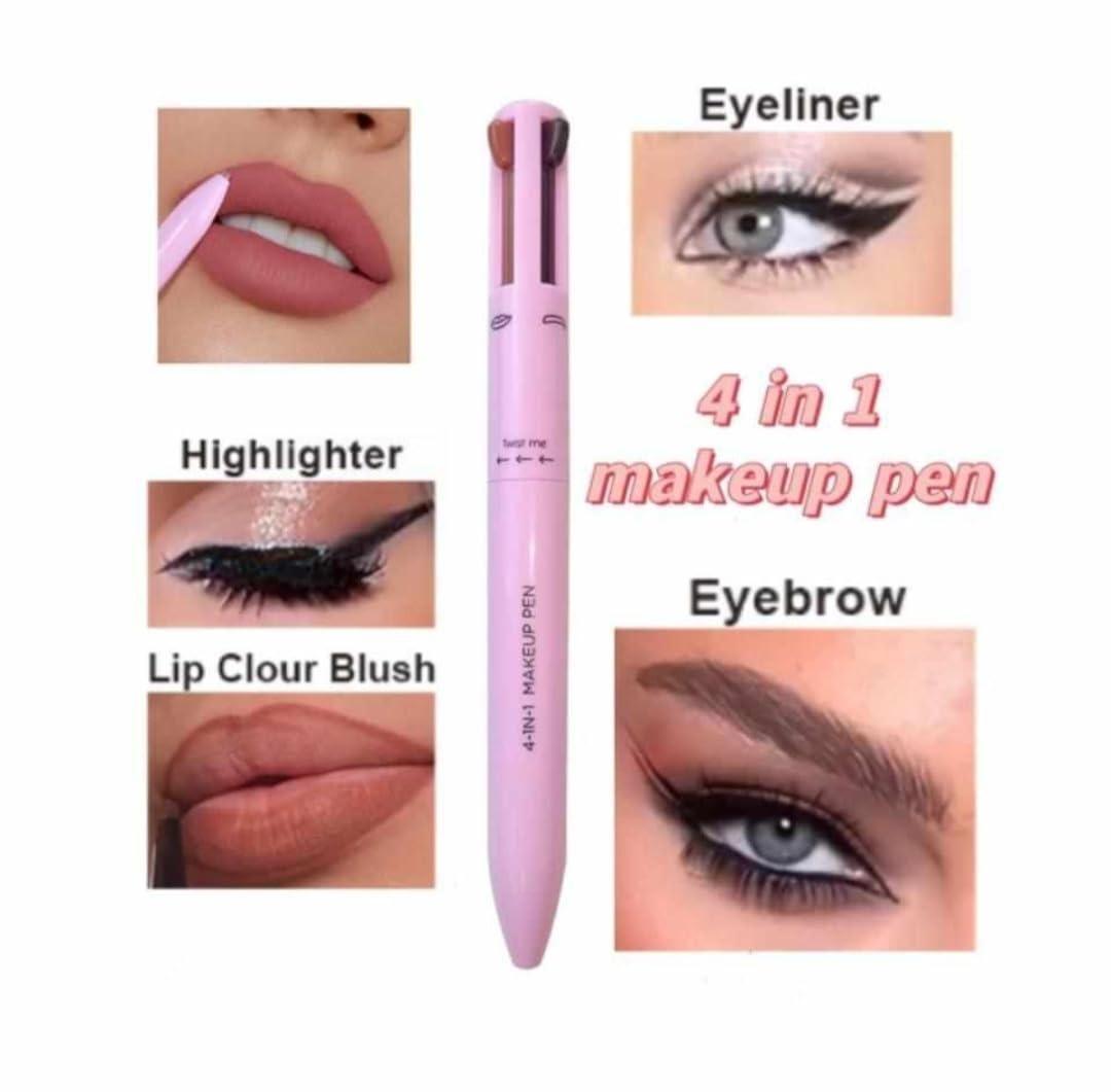 4-in-1 Makeup Touch-Up Pen – Lip Liner, Eyeliner, Eyebrow & Highlighter | Smudge-Proof & Travel Friendly | mydeal99