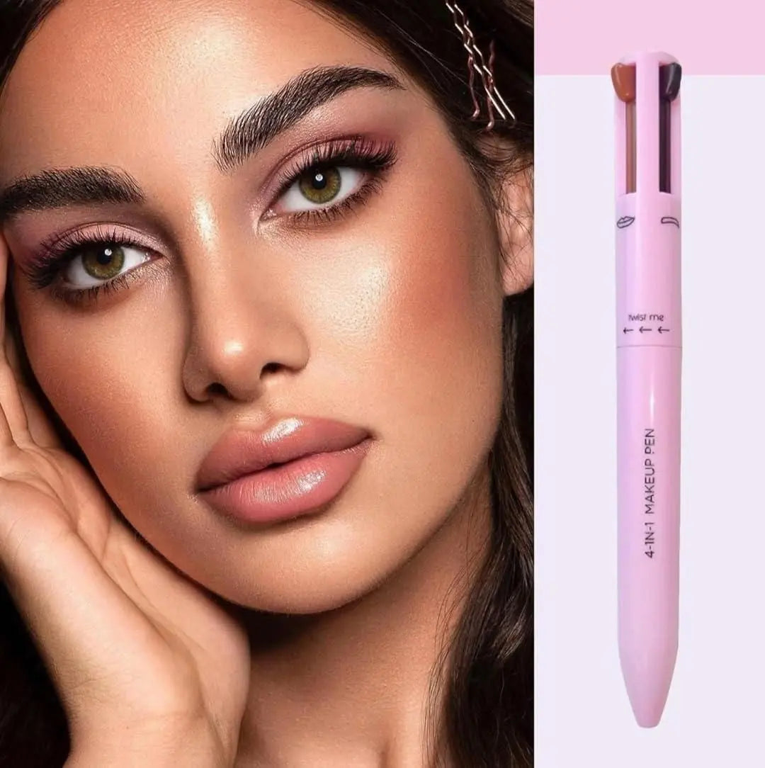4-in-1 Makeup Touch-Up Pen – Lip Liner, Eyeliner, Eyebrow & Highlighter | Smudge-Proof & Travel Friendly | mydeal99