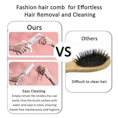 Self-Cleaning Hair Brush for Women – One-Click Detangling Comb | Anti-Static & Frizz-Free | Retractable Bristles | mydeal99