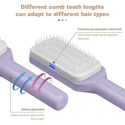 Self-Cleaning Hair Brush for Women – One-Click Detangling Comb | Anti-Static & Frizz-Free | Retractable Bristles | mydeal99
