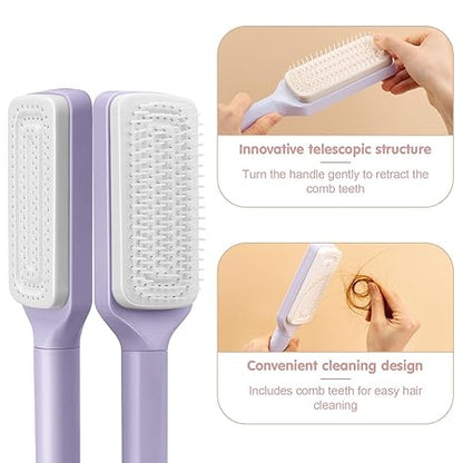 Self-Cleaning Hair Brush for Women – One-Click Detangling Comb | Anti-Static & Frizz-Free | Retractable Bristles | mydeal99
