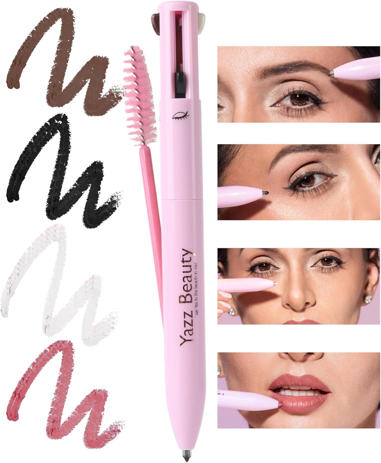 4-in-1 Makeup Touch-Up Pen – Lip Liner, Eyeliner, Eyebrow & Highlighter | Smudge-Proof & Travel Friendly | mydeal99