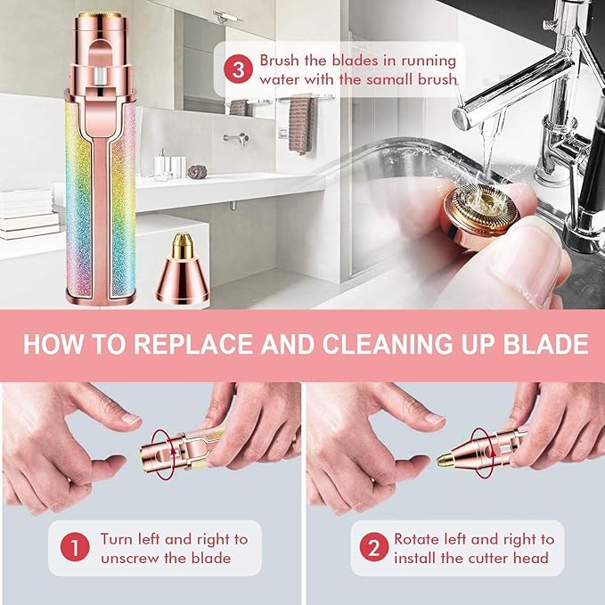 2-in-1 Facial Hair Remover for Women – Painless Eyebrow & Face Trimmer | USB Rechargeable | LED Light Precision | mydeal99