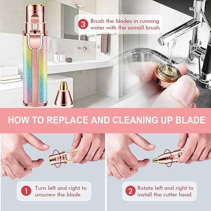 2-in-1 Facial Hair Remover for Women – Painless Eyebrow & Face Trimmer | USB Rechargeable | LED Light Precision | mydeal99