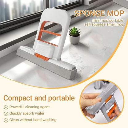 Mini Foldable Self-Squeeze Mop – Portable Desktop & Kitchen Cleaner | Wet & Dry Use | Smart Cleaning Tool | mydeal99