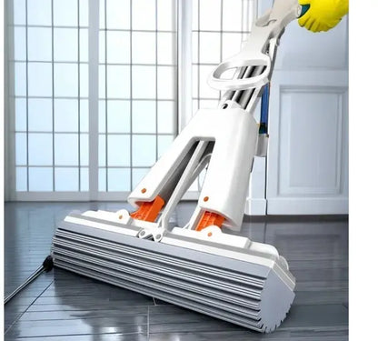 Easy Squeeze Sponge Mop with 3 Refills – Super Absorbent PVA Floor Cleaner | No Hand Touch | Adjustable Handle | mydeal99